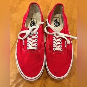 Authentic Vans Off the Wall Red Canvas Low Top Skate Shoes